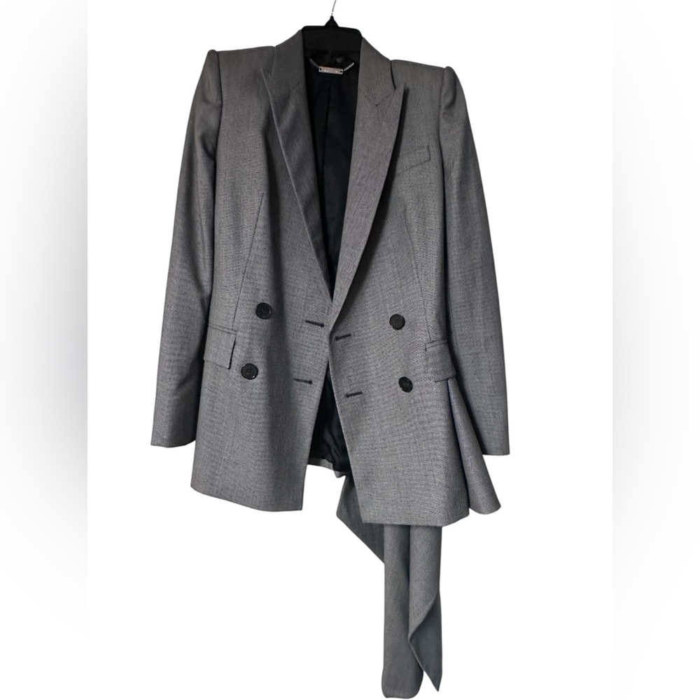 Alexander McQueen Asymmetrical Draped Gray Blazer - Picture 6 of 14